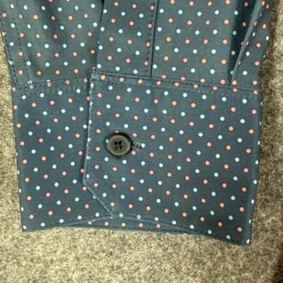Mizzen and Mens Mens Leeward Button Down LS Dress Shirt XXL Trim Navy Polka‎ Dot - Picture 5 of 11
